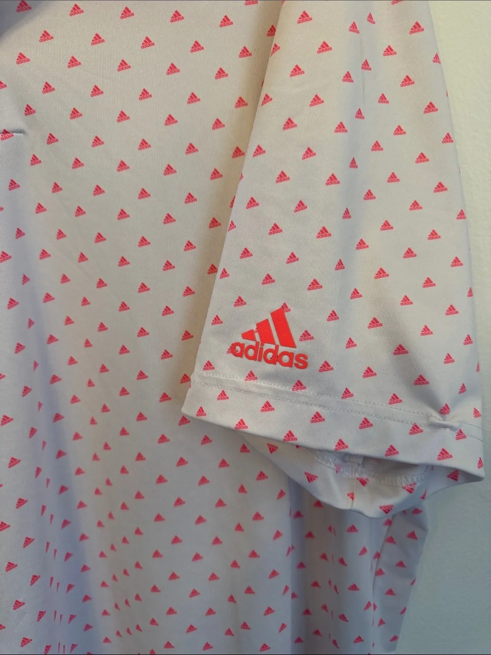 Adidas Ultimate365 Performance Golf Polo with pink adidas logos